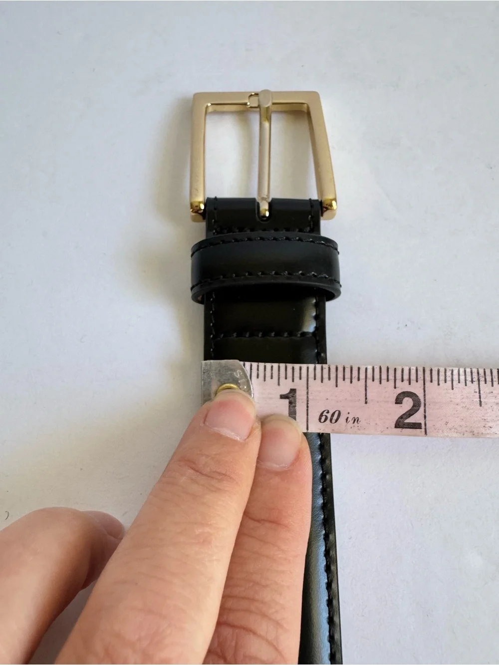 Brooks Brother Black Leather Dress Belt Brass Italian Made In Italy Mens 42